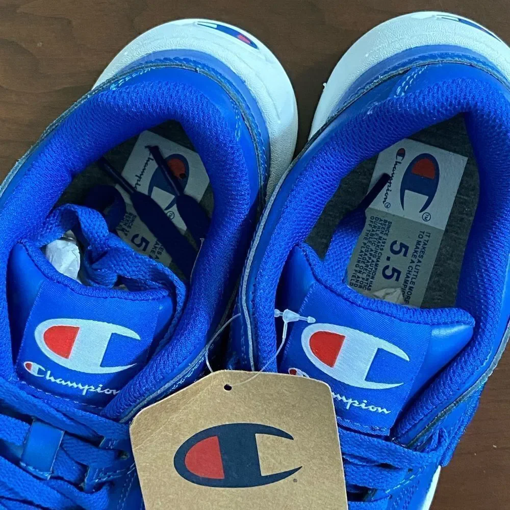 NWT Champion Super C Court Leather Shoe Blue Youth